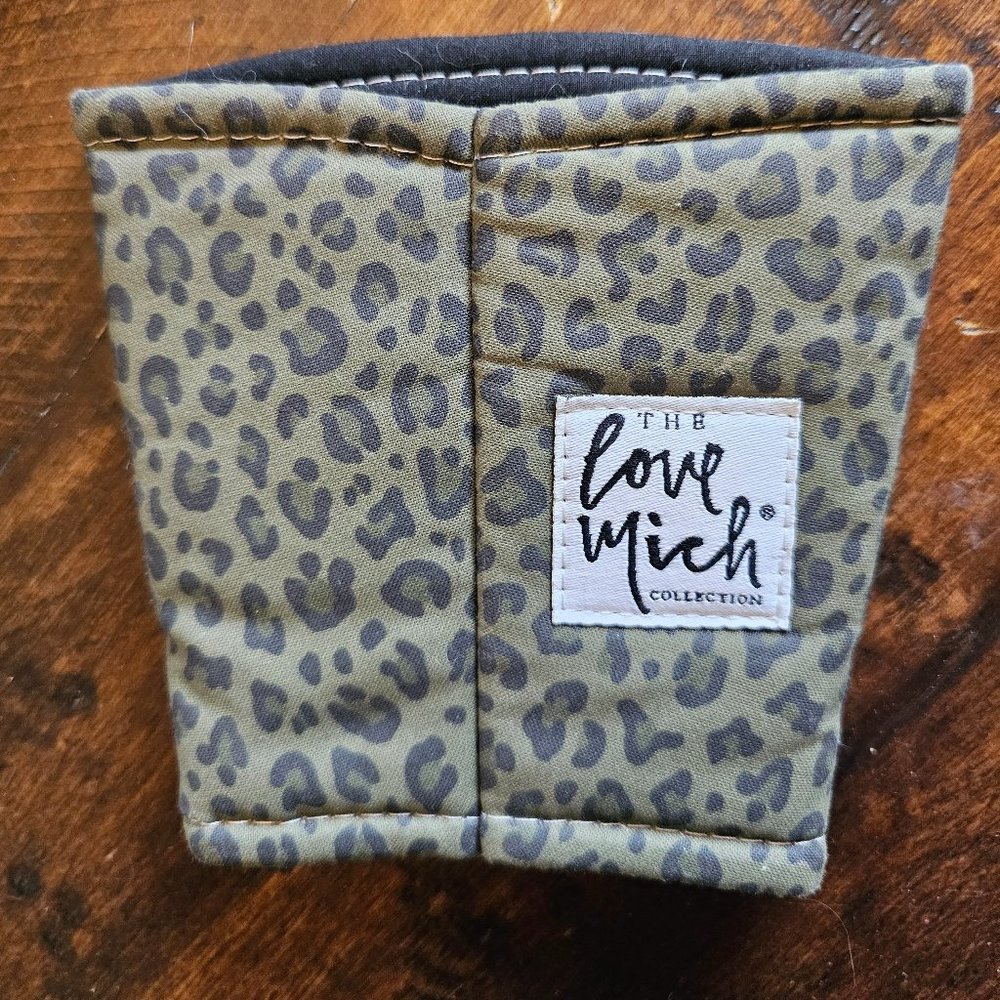 Love Mich Olive Leopard Coffee Cozy